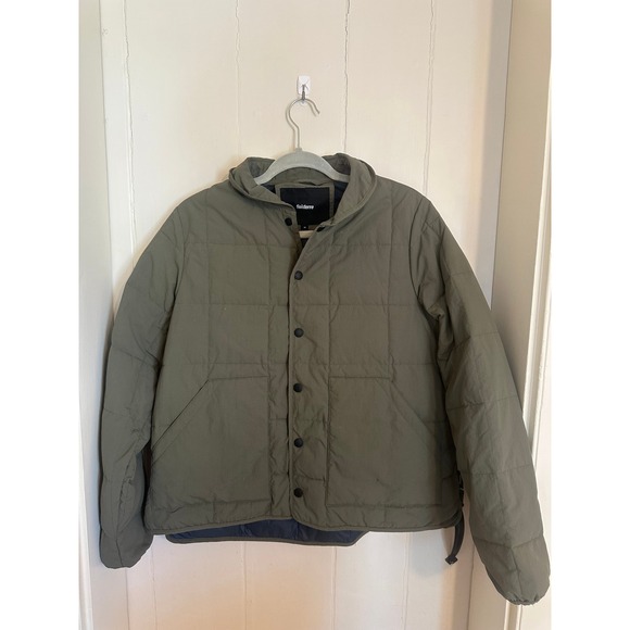 Finisterre lapwing jacket Olive Green Quilted Snap Front Collared Jacket - Picture 3 of 4